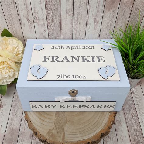 personalized baby metal keepsake box|baby boy keepsake storage box.